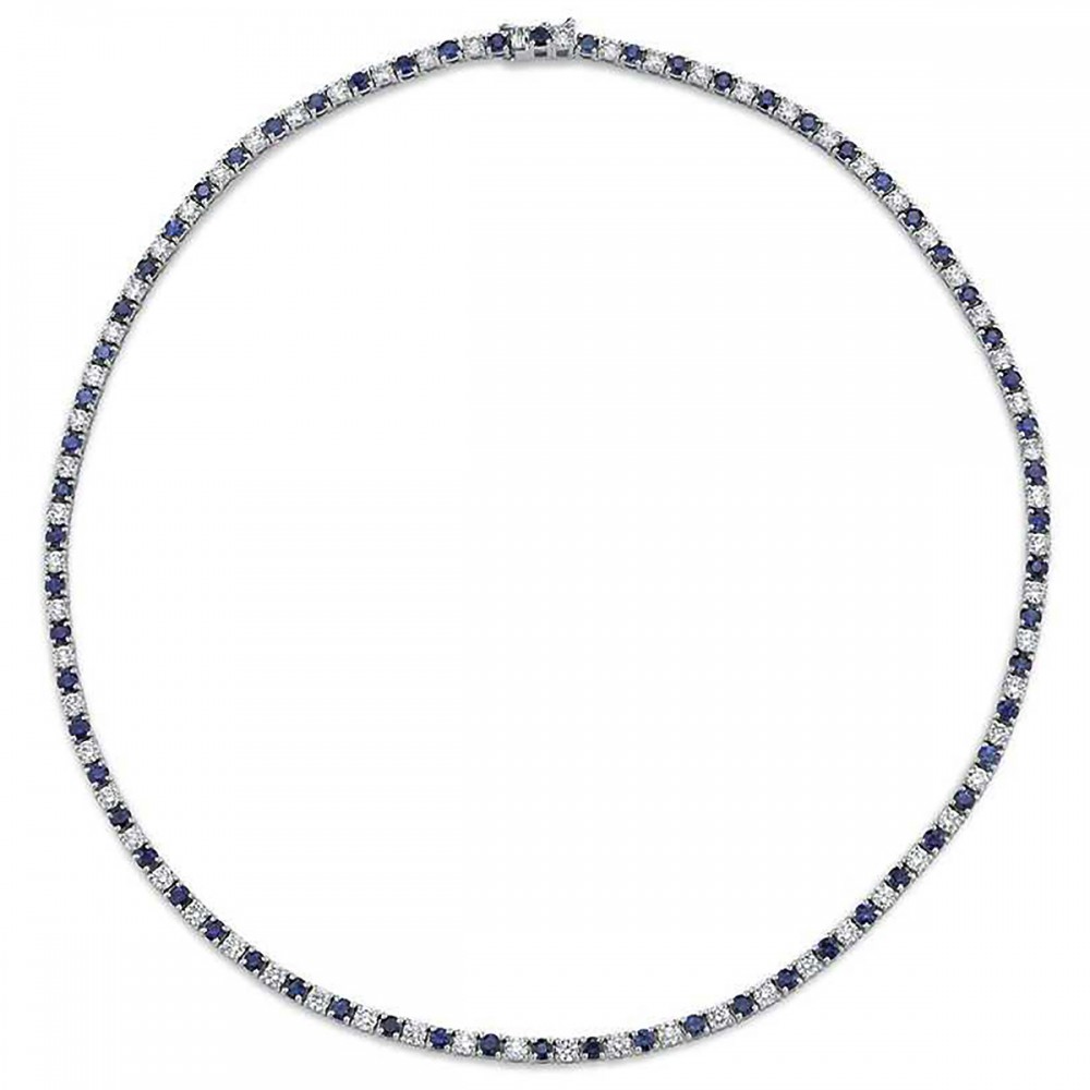18K Blue Sapphire and Diamond Necklace